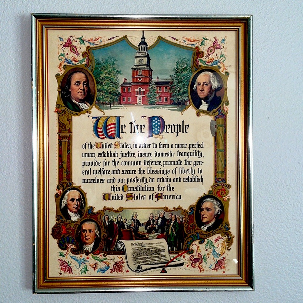 Vintage J.R. Rosen Declaration of Independence custom framed print